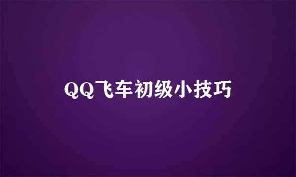 QQ飞车初级小技巧
