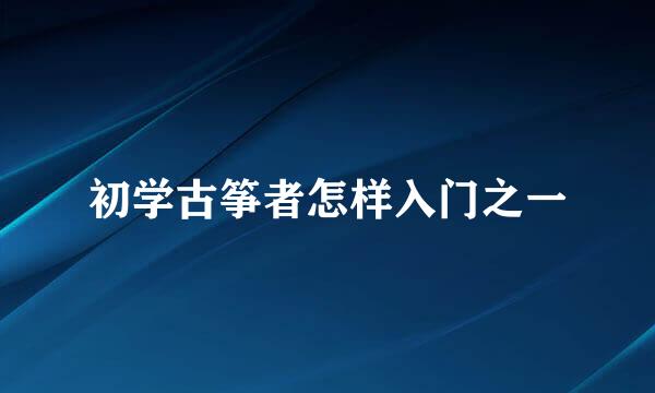 初学古筝者怎样入门之一