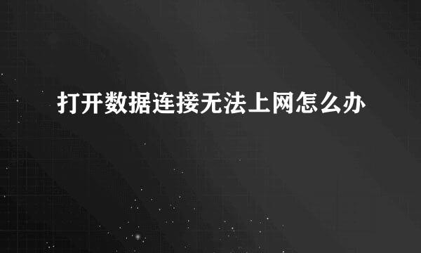 打开数据连接无法上网怎么办