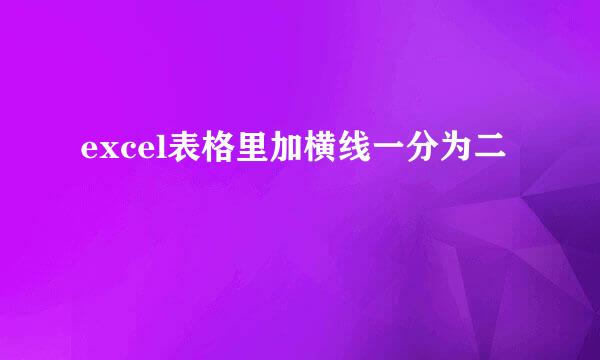 excel表格里加横线一分为二