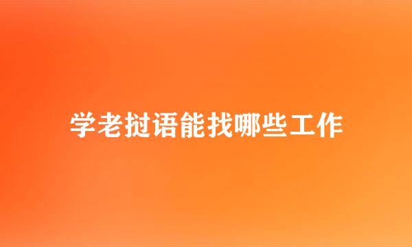 学老挝语能找哪些工作