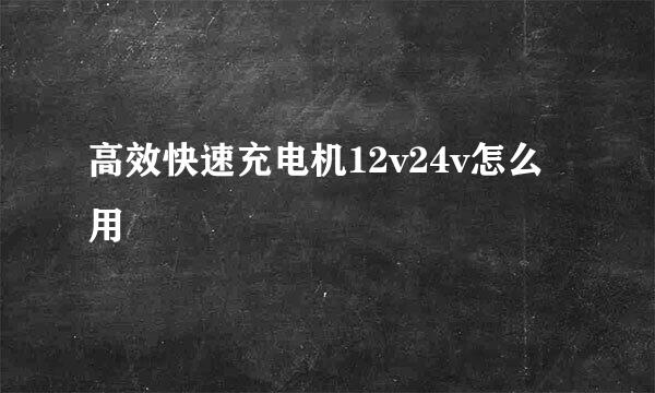 高效快速充电机12v24v怎么用