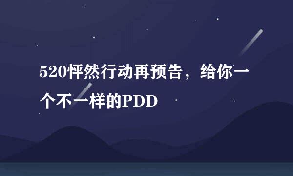 520怦然行动再预告，给你一个不一样的PDD