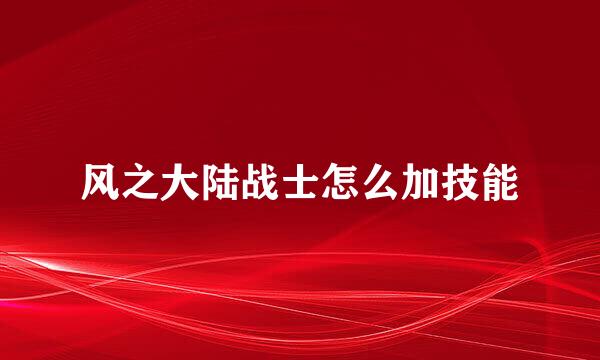 风之大陆战士怎么加技能