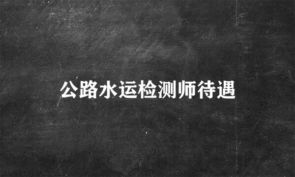 公路水运检测师待遇