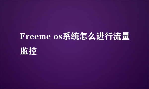 Freeme os系统怎么进行流量监控