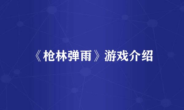 《枪林弹雨》游戏介绍