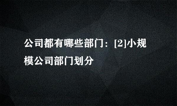 公司都有哪些部门：[2]小规模公司部门划分