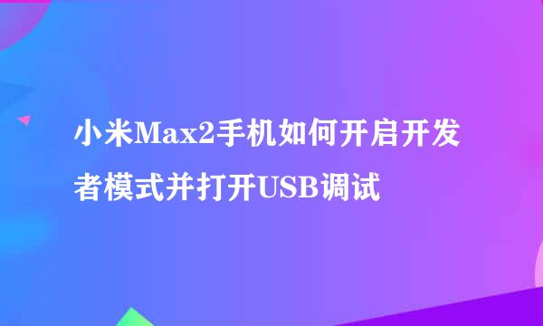 小米Max2手机如何开启开发者模式并打开USB调试
