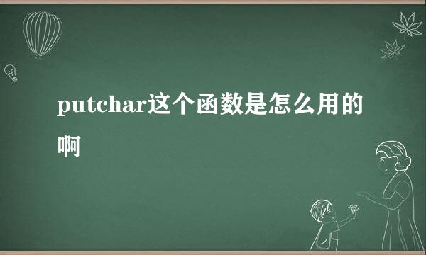 putchar这个函数是怎么用的啊