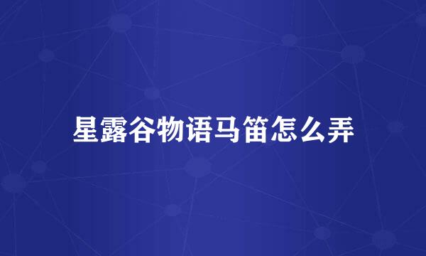 星露谷物语马笛怎么弄