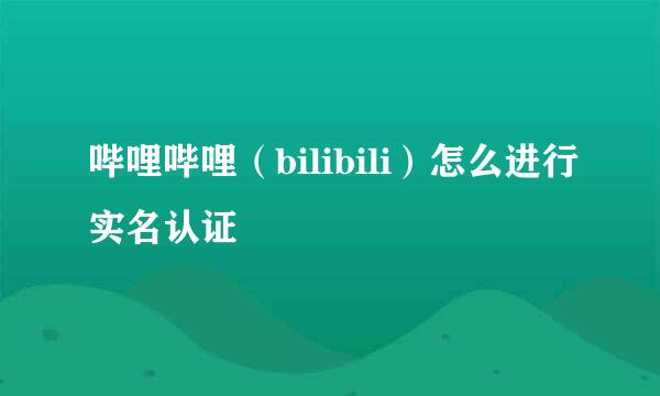 哔哩哔哩（bilibili）怎么进行实名认证