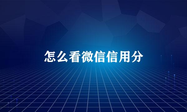 怎么看微信信用分