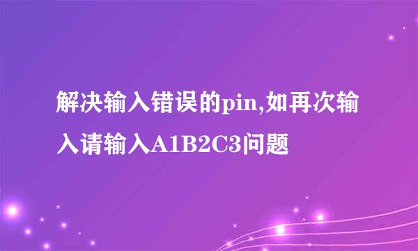 解决输入错误的pin,如再次输入请输入A1B2C3问题