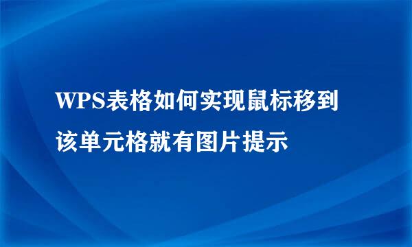 WPS表格如何实现鼠标移到该单元格就有图片提示