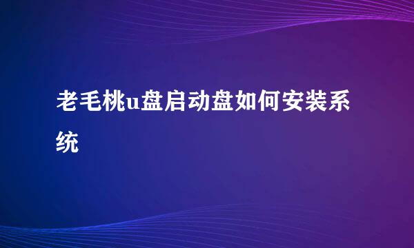 老毛桃u盘启动盘如何安装系统
