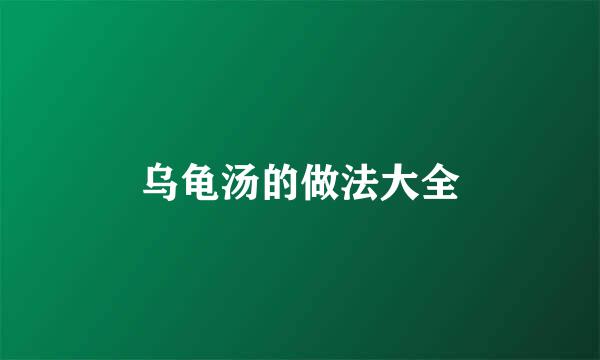 乌龟汤的做法大全