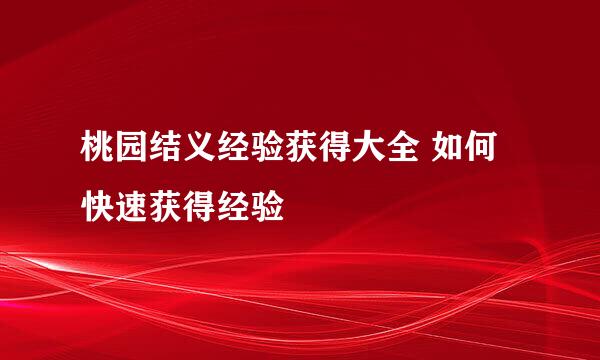 桃园结义经验获得大全 如何快速获得经验