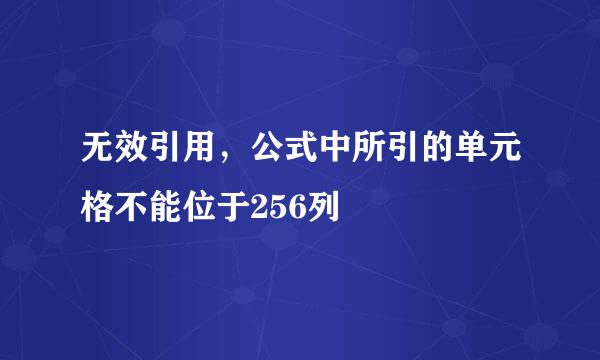 无效引用,公式中所引的单元格不能位于256列