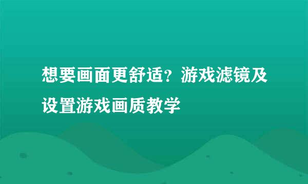 想要画面更舒适？游戏滤镜及设置游戏画质教学