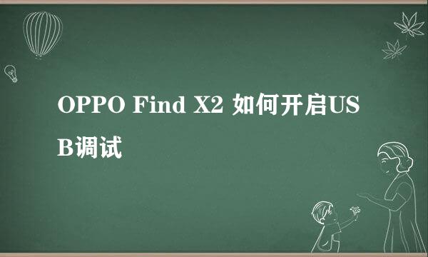 OPPO Find X2 如何开启USB调试