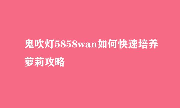 鬼吹灯5858wan如何快速培养萝莉攻略