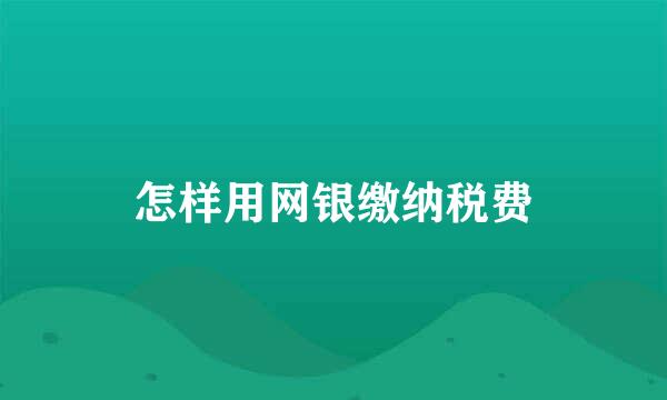 怎样用网银缴纳税费