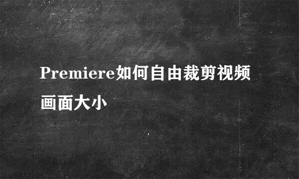 Premiere如何自由裁剪视频画面大小