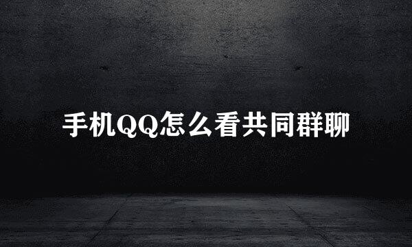 手机QQ怎么看共同群聊