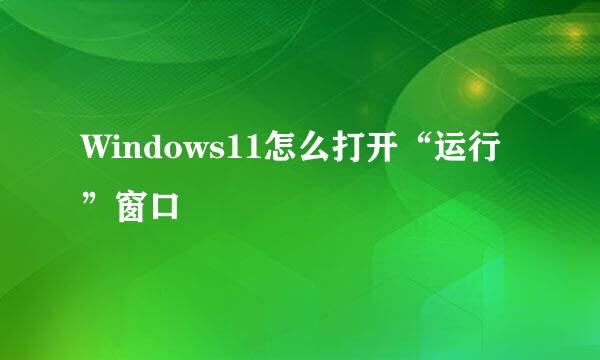 Windows11怎么打开“运行”窗口
