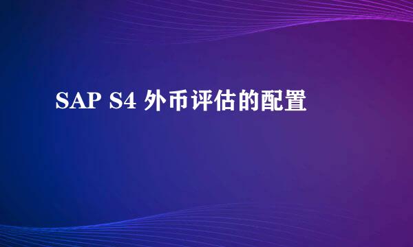 SAP S4 外币评估的配置