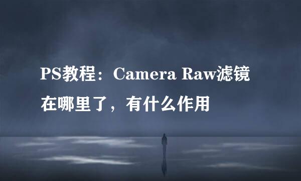 PS教程：Camera Raw滤镜在哪里了，有什么作用