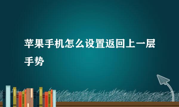 苹果手机怎么设置返回上一层手势