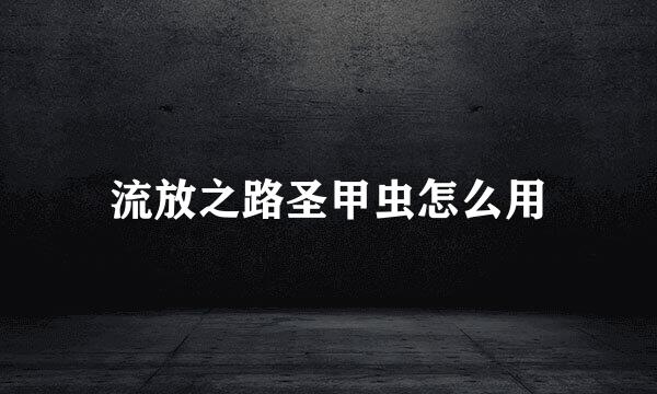 流放之路圣甲虫怎么用