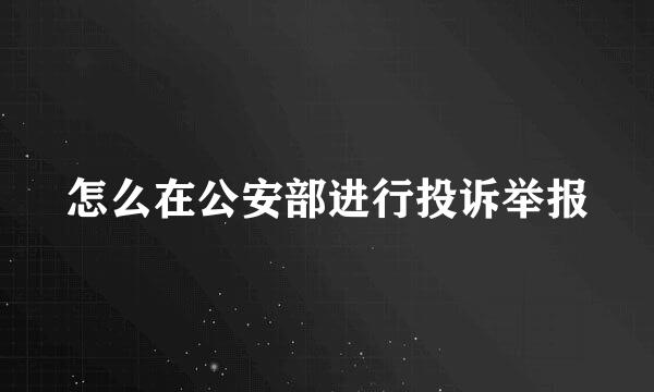 怎么在公安部进行投诉举报