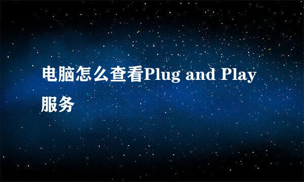 电脑怎么查看Plug and Play服务