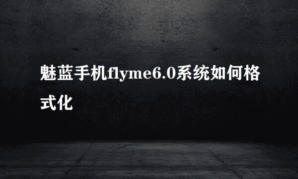 魅蓝手机flyme6.0系统如何格式化