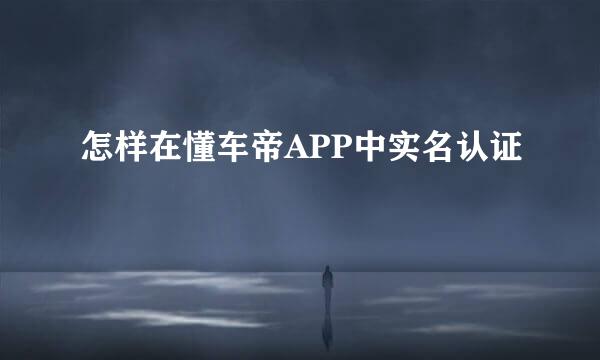 怎样在懂车帝APP中实名认证