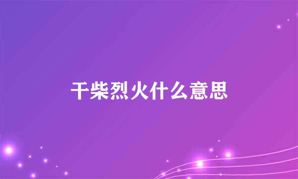 干柴烈火什么意思
