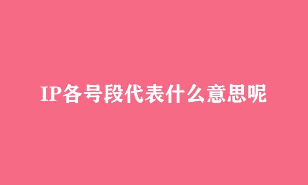 IP各号段代表什么意思呢