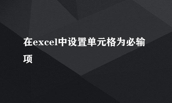 在excel中设置单元格为必输项