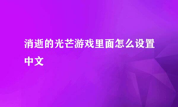 消逝的光芒游戏里面怎么设置中文
