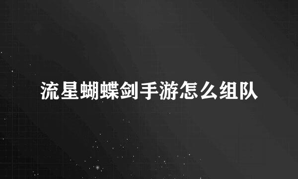 流星蝴蝶剑手游怎么组队