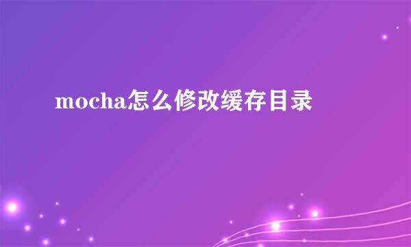 mocha怎么修改缓存目录