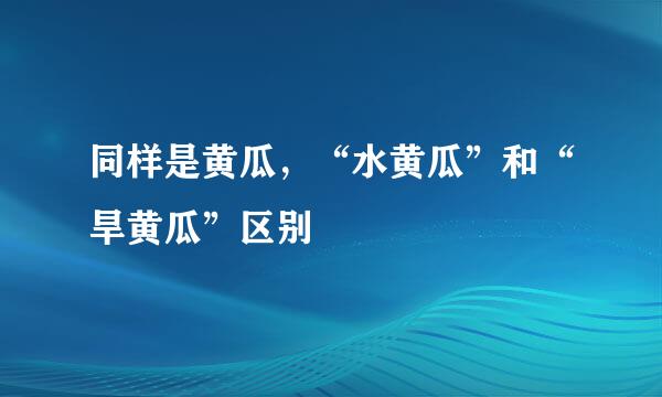 同样是黄瓜，“水黄瓜”和“旱黄瓜”区别