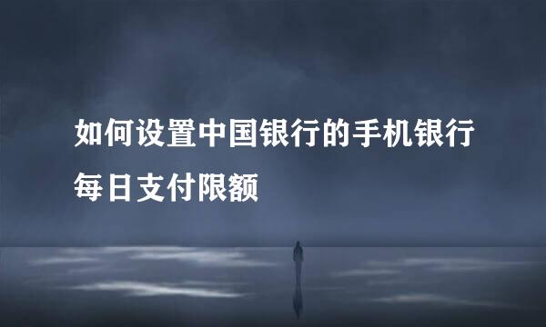 如何设置中国银行的手机银行每日支付限额