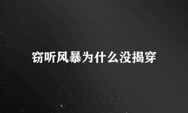 窃听风暴为什么没揭穿