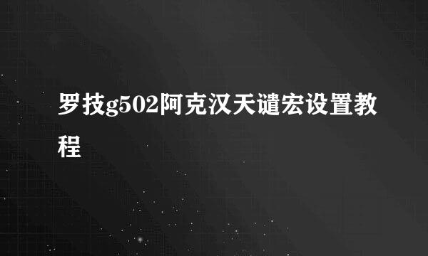 罗技g502阿克汉天谴宏设置教程