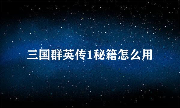 三国群英传1秘籍怎么用