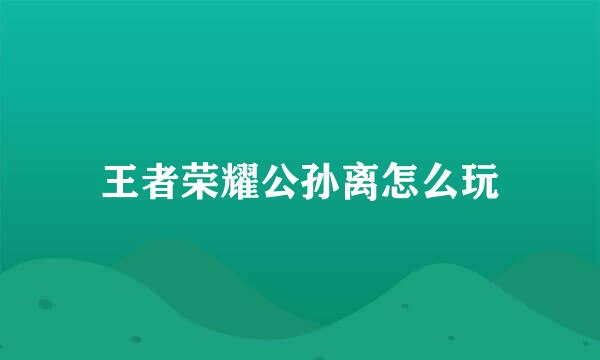 王者荣耀公孙离怎么玩